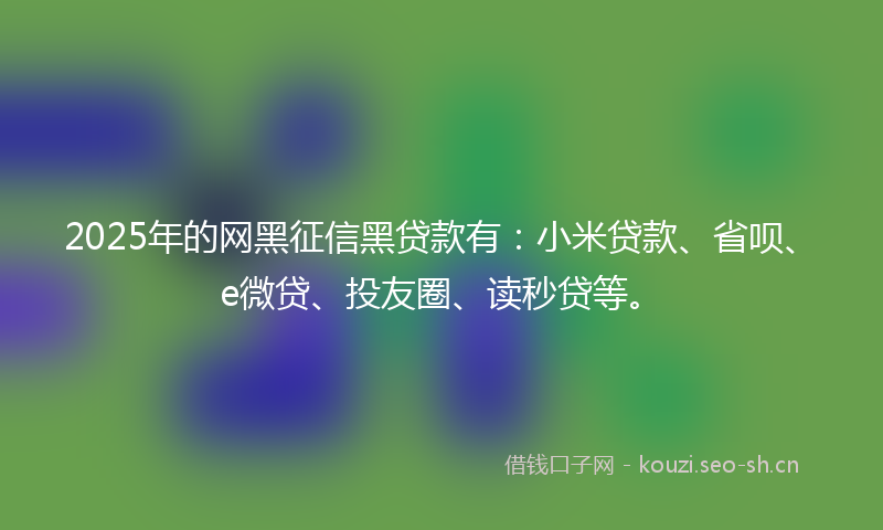 2025年的网黑征信黑贷款有：小米贷款、省呗、e微贷、投友圈、读秒贷等。