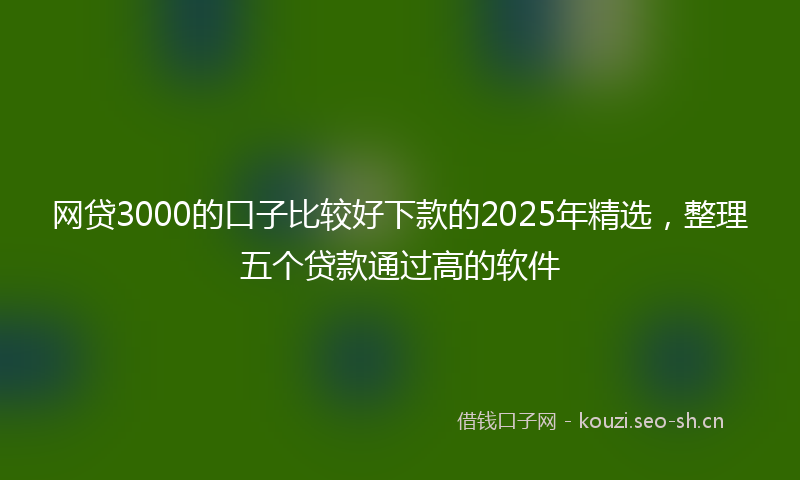 网贷3000的口子比较好下款的2025年精选，整理五个贷款通过高的软件