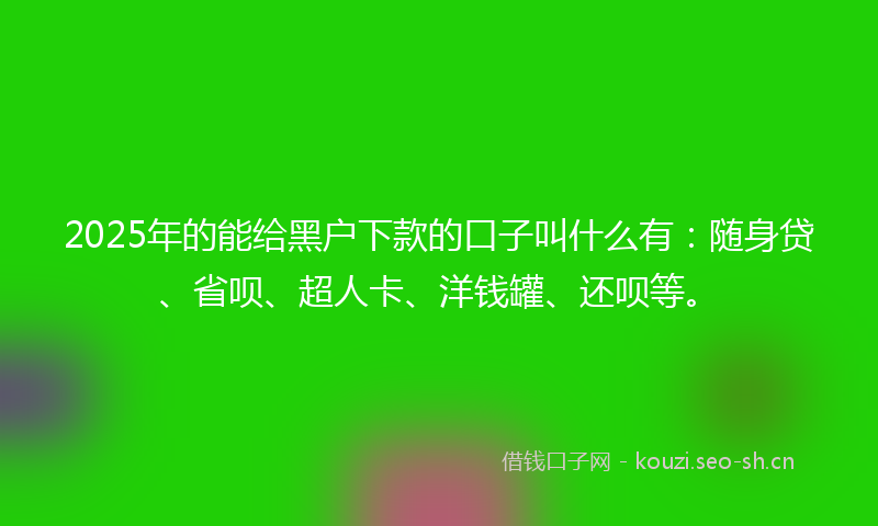 2025年的能给黑户下款的口子叫什么有：随身贷、省呗、超人卡、洋钱罐、还呗等。