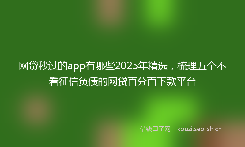 网贷秒过的app有哪些2025年精选，梳理五个不看征信负债的网贷百分百下款平台
