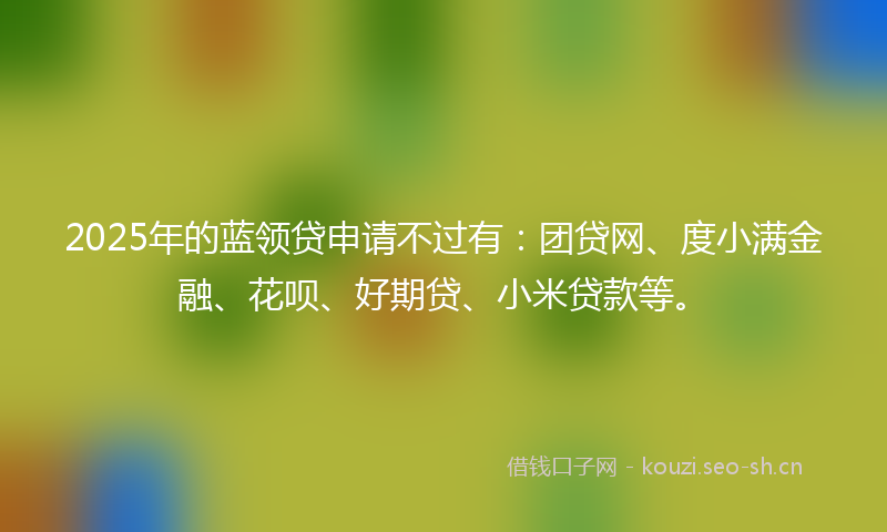 2025年的蓝领贷申请不过有：团贷网、度小满金融、花呗、好期贷、小米贷款等。