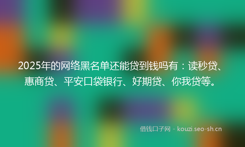 2025年的网络黑名单还能贷到钱吗有:读秒贷、惠商贷、平安口袋银行、好期贷、你我贷等。