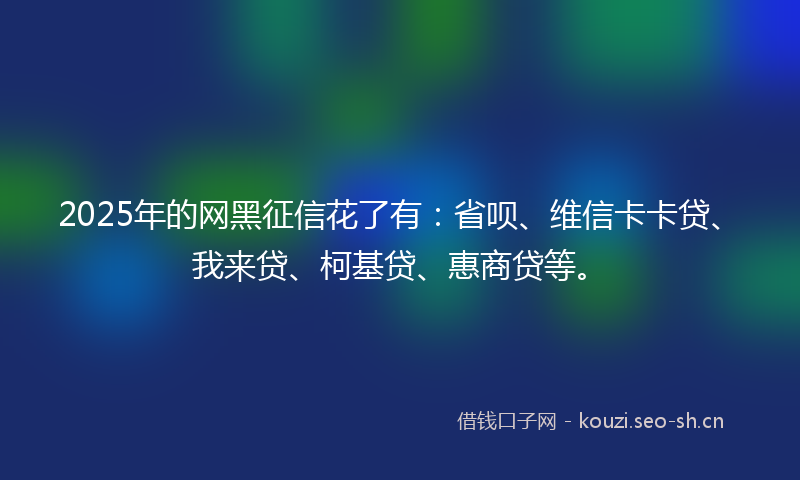 2025年的网黑征信花了有：省呗、维信卡卡贷、我来贷、柯基贷、惠商贷等。