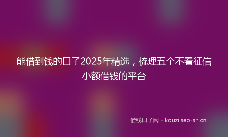 能借到钱的口子2025年精选，梳理五个不看征信小额借钱的平台