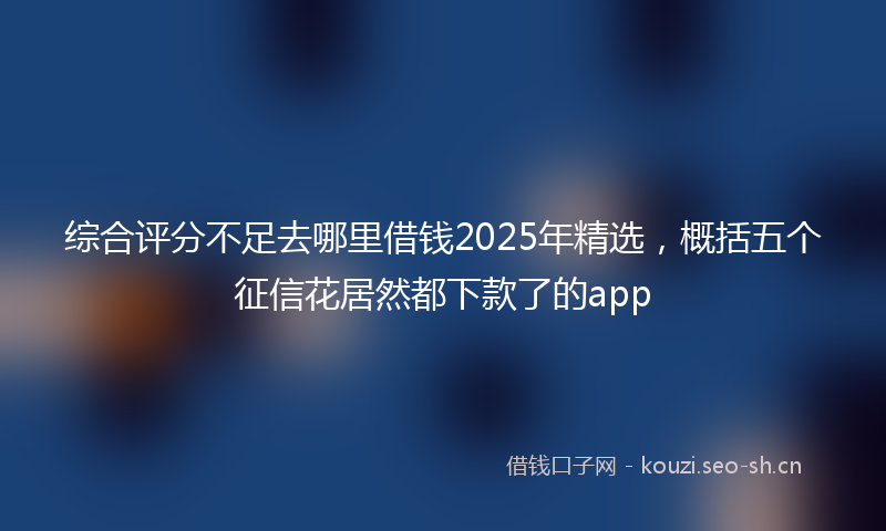 综合评分不足去哪里借钱2025年精选，概括五个征信花居然都下款了的app