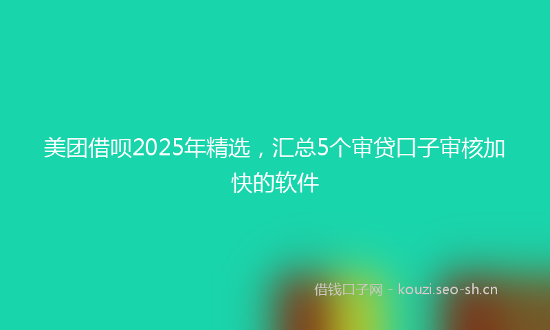 美团借呗2025年精选，汇总5个审贷口子审核加快的软件