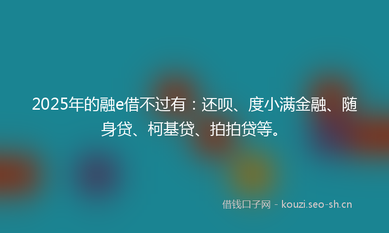 2025年的融e借不过有：还呗、度小满金融、随身贷、柯基贷、拍拍贷等。