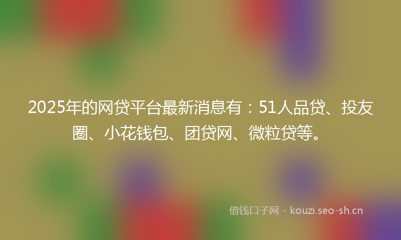 2025年的网贷平台最新消息有：51人品贷、投友圈、小花钱包、团贷网、微粒贷等。