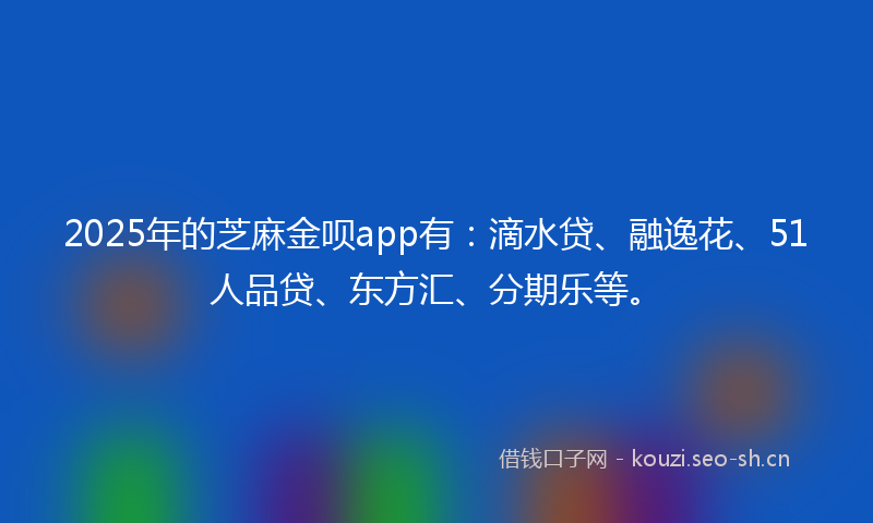 2025年的芝麻金呗app有：滴水贷、融逸花、51人品贷、东方汇、分期乐等。