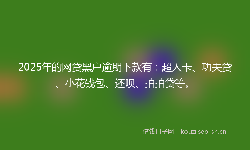 2025年的网贷黑户逾期下款有：超人卡、功夫贷、小花钱包、还呗、拍拍贷等。