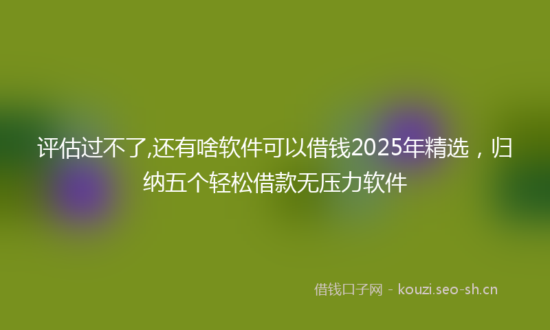 评估过不了,还有啥软件可以借钱2025年精选，归纳五个轻松借款无压力软件