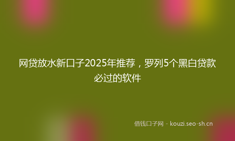 网贷放水新口子2025年推荐，罗列5个黑白贷款必过的软件