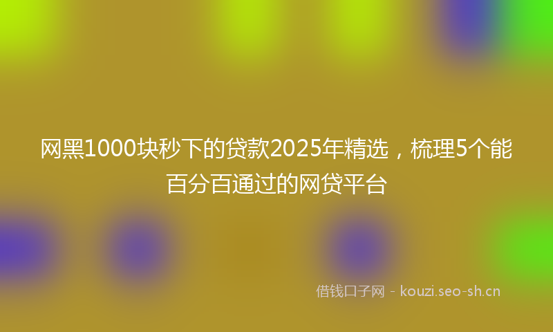 网黑1000块秒下的贷款2025年精选，梳理5个能百分百通过的网贷平台
