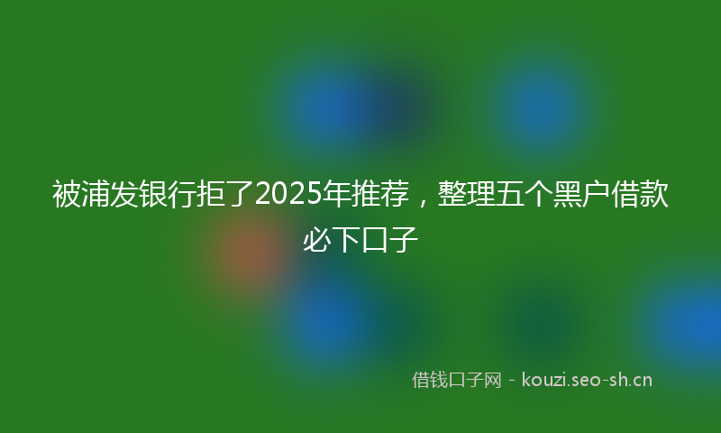 被浦发银行拒了2025年推荐，整理五个黑户借款必下口子