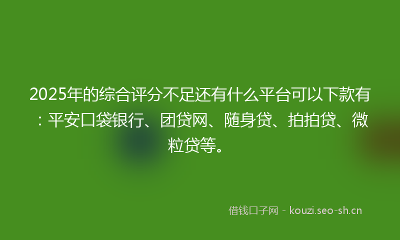 2025年的综合评分不足还有什么平台可以下款有：平安口袋银行、团贷网、随身贷、拍拍贷、微粒贷等。