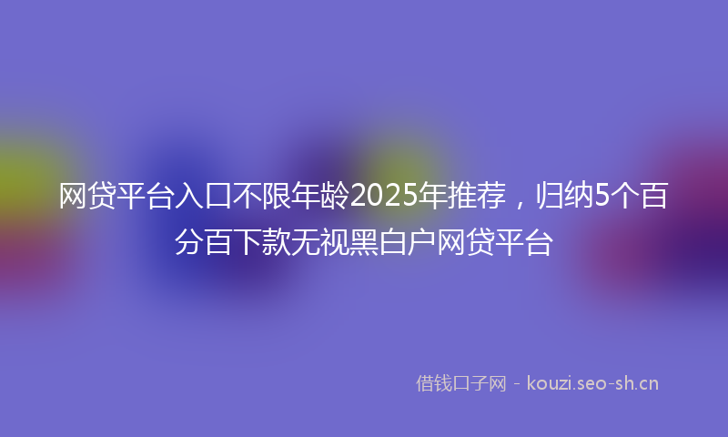网贷平台入口不限年龄2025年推荐，归纳5个百分百下款无视黑白户网贷平台