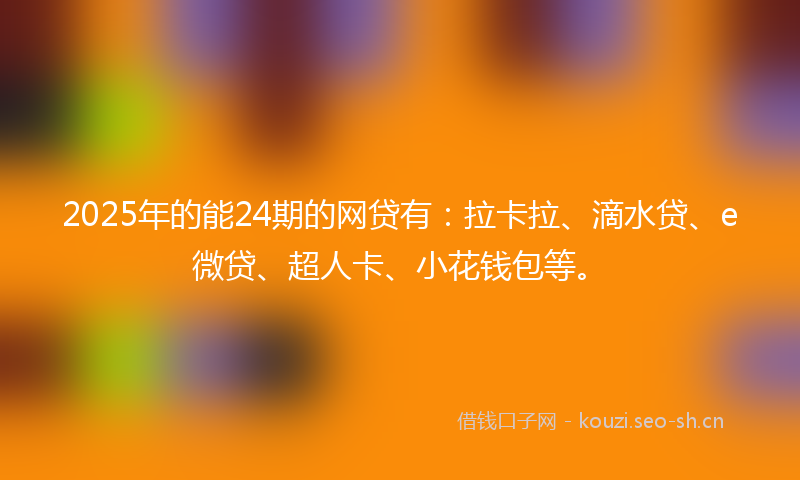 2025年的能24期的网贷有：拉卡拉、滴水贷、e微贷、超人卡、小花钱包等。