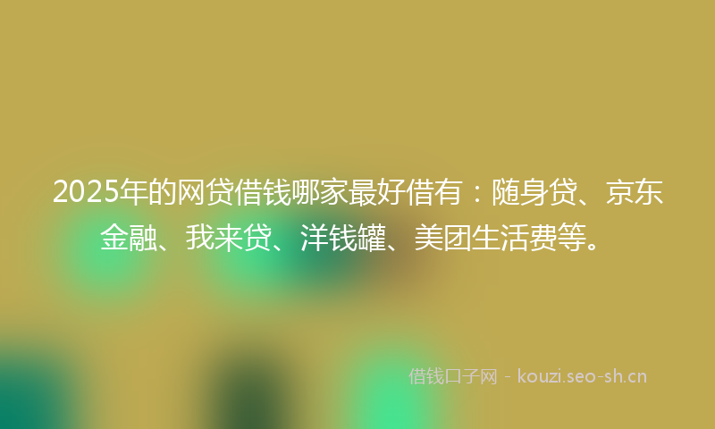 2025年的网贷借钱哪家最好借有：随身贷、京东金融、我来贷、洋钱罐、美团生活费等。