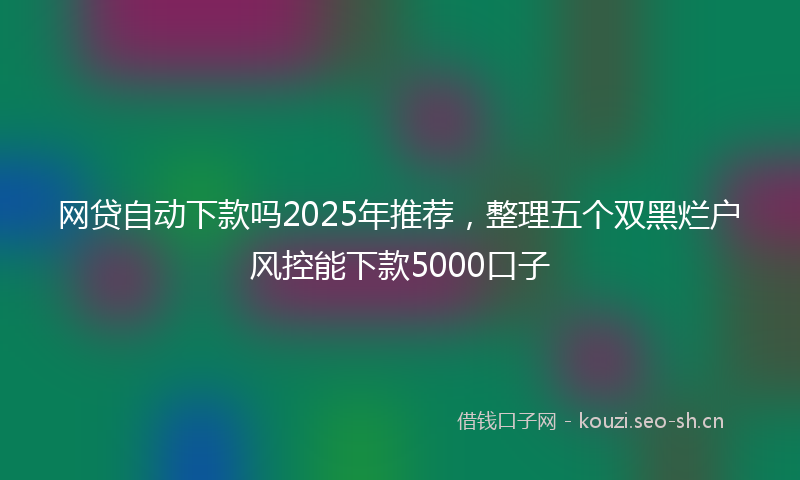 网贷自动下款吗2025年推荐，整理五个双黑烂户风控能下款5000口子