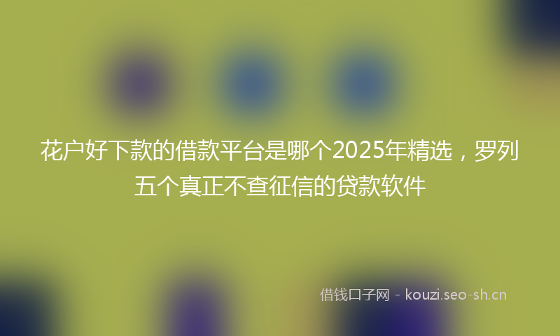 花户好下款的借款平台是哪个2025年精选，罗列五个真正不查征信的贷款软件