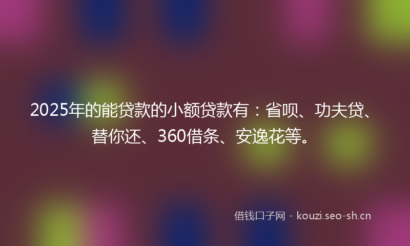 2025年的能贷款的小额贷款有：省呗、功夫贷、替你还、360借条、安逸花等。