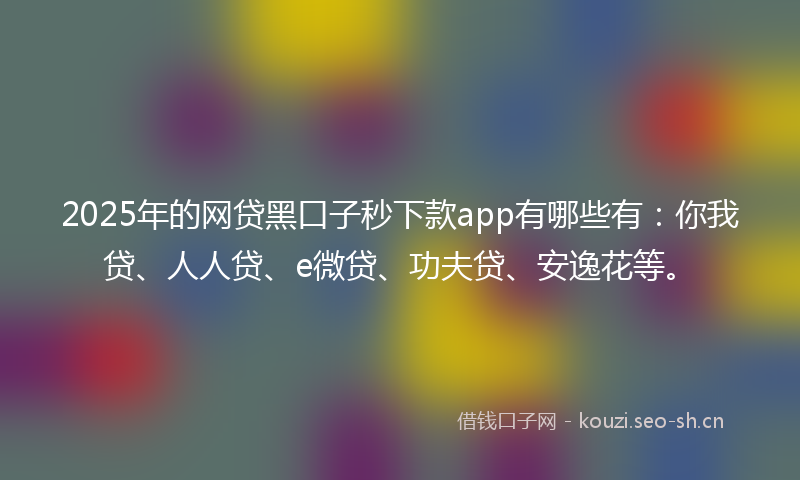 2025年的网贷黑口子秒下款app有哪些有：你我贷、人人贷、e微贷、功夫贷、安逸花等。
