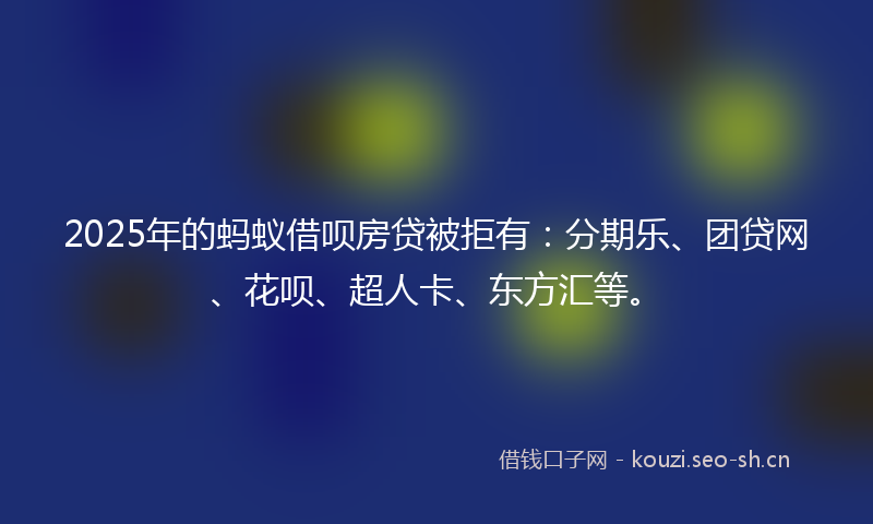 2025年的蚂蚁借呗房贷被拒有:分期乐、团贷网、花呗、超人卡、东方汇等。