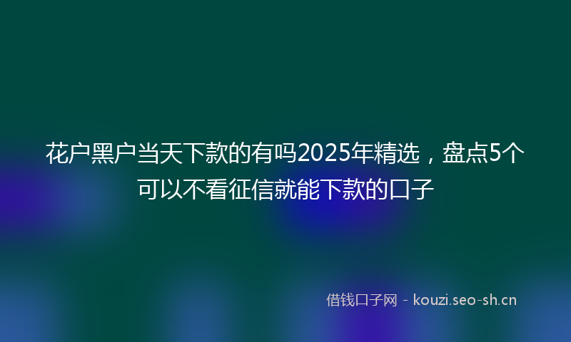 花户黑户当天下款的有吗2025年精选，盘点5个可以不看征信就能下款的口子