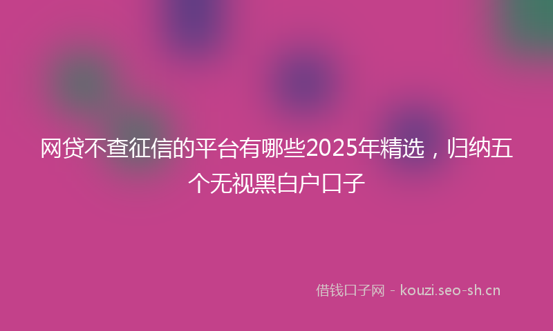 网贷不查征信的平台有哪些2025年精选，归纳五个无视黑白户口子