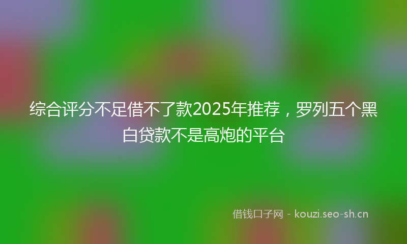 综合评分不足借不了款2025年推荐，罗列五个黑白贷款不是高炮的平台