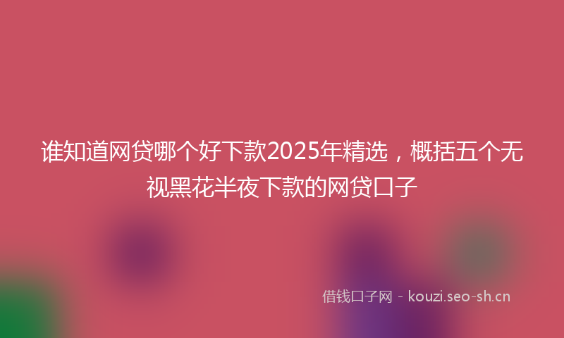 谁知道网贷哪个好下款2025年精选，概括五个无视黑花半夜下款的网贷口子