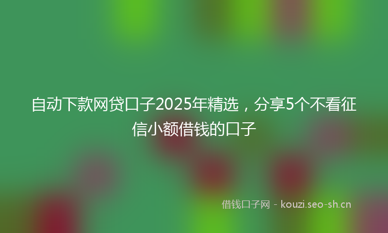 自动下款网贷口子2025年精选，分享5个不看征信小额借钱的口子