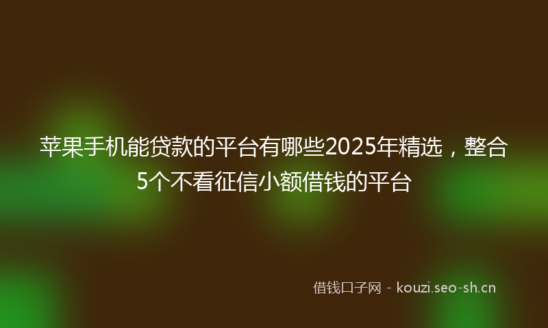 苹果手机能贷款的平台有哪些2025年精选，整合5个不看征信小额借钱的平台