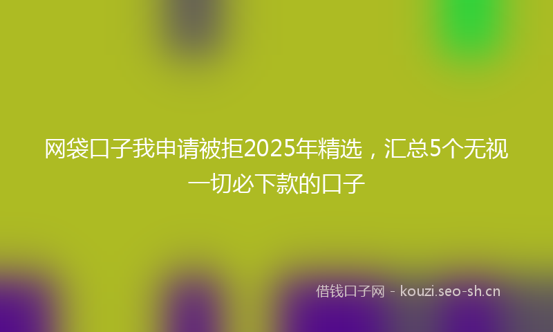 网袋口子我申请被拒2025年精选，汇总5个无视一切必下款的口子