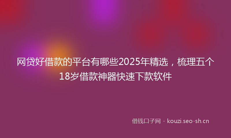网贷好借款的平台有哪些2025年精选，梳理五个18岁借款神器快速下款软件