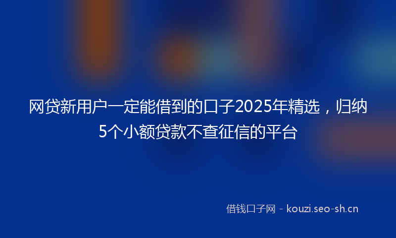 网贷新用户一定能借到的口子2025年精选，归纳5个小额贷款不查征信的平台