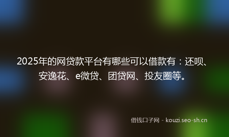 2025年的网贷款平台有哪些可以借款有：还呗、安逸花、e微贷、团贷网、投友圈等。