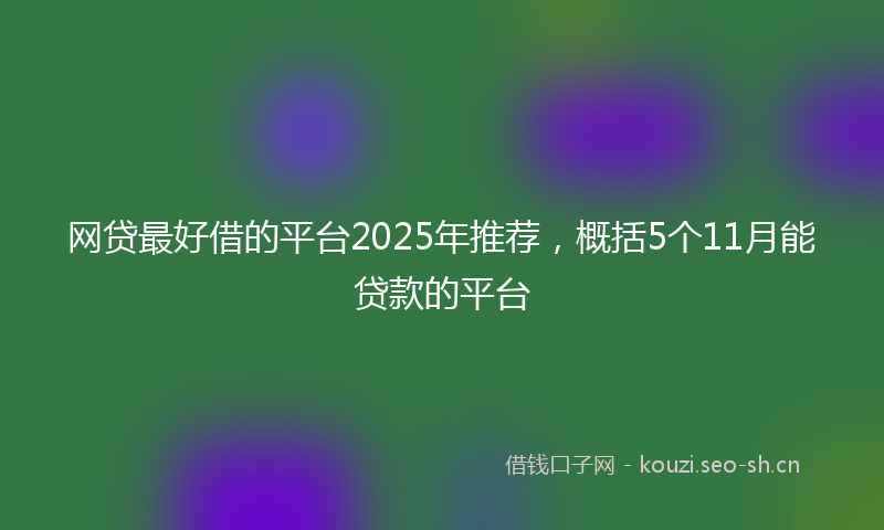 网贷最好借的平台2025年推荐，概括5个11月能贷款的平台