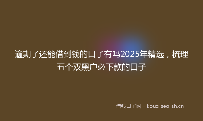 逾期了还能借到钱的口子有吗2025年精选，梳理五个双黑户必下款的口子