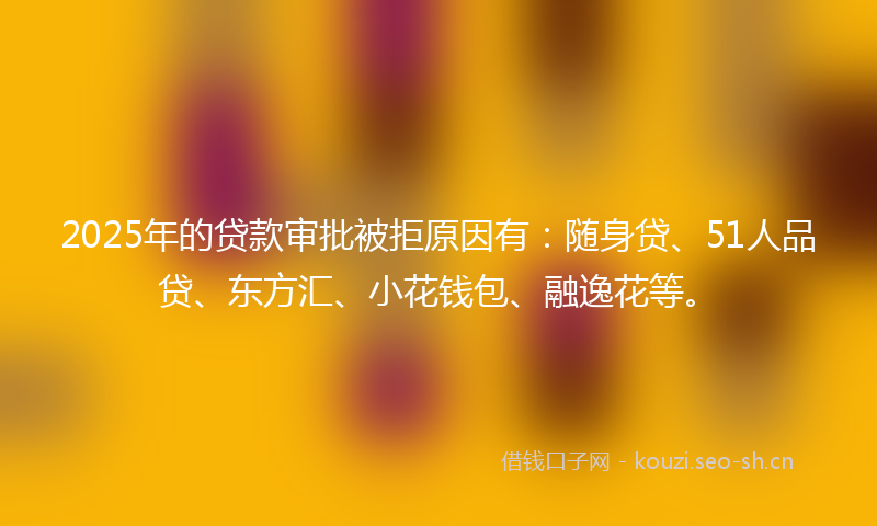 2025年的贷款审批被拒原因有：随身贷、51人品贷、东方汇、小花钱包、融逸花等。