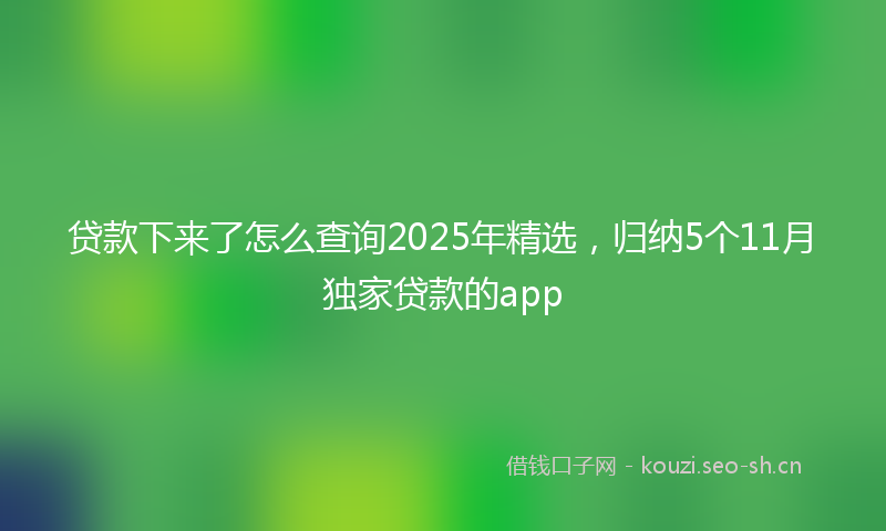 贷款下来了怎么查询2025年精选，归纳5个11月独家贷款的app