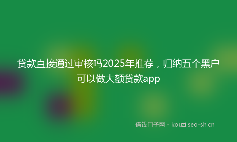 贷款直接通过审核吗2025年推荐，归纳五个黑户可以做大额贷款app