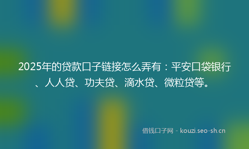 2025年的贷款口子链接怎么弄有：平安口袋银行、人人贷、功夫贷、滴水贷、微粒贷等。