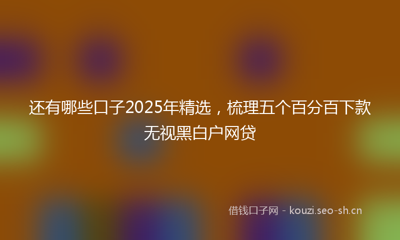 还有哪些口子2025年精选，梳理五个百分百下款无视黑白户网贷