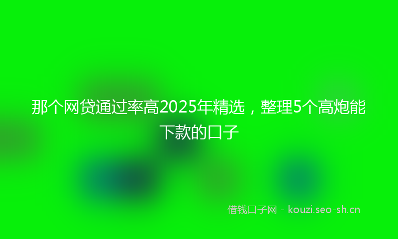 那个网贷通过率高2025年精选,整理5个高炮能下款的口子