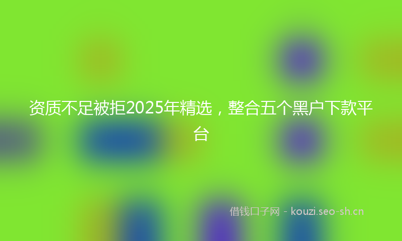 资质不足被拒2025年精选,整合五个黑户下款平台