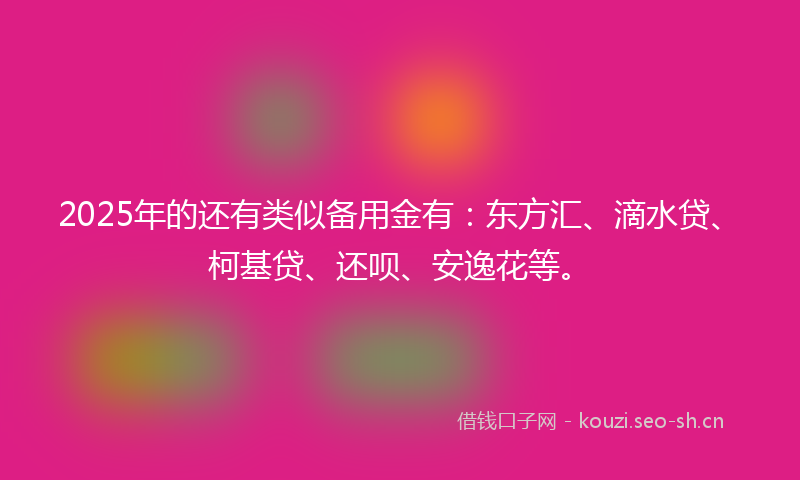 2025年的还有类似备用金有：东方汇、滴水贷、柯基贷、还呗、安逸花等。