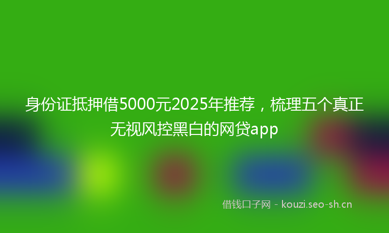 身份证抵押借5000元2025年推荐,梳理五个真正无视风控黑白的网贷app