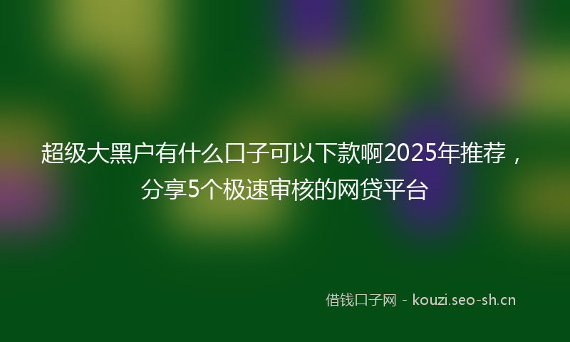 超级大黑户有什么口子可以下款啊2025年推荐，分享5个极速审核的网贷平台