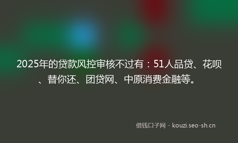 2025年的贷款风控审核不过有：51人品贷、花呗、替你还、团贷网、中原消费金融等。